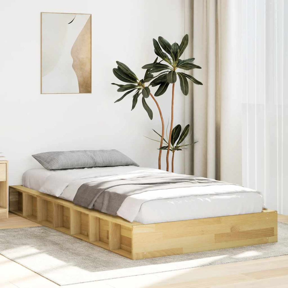 vidaXL Solid Wood Bed Frame without Mattress 90x200 cm Oak Wood