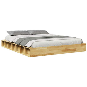 vidaXL Solid Wood Bed Frame without Mattress 140x200 cm Oak Wood