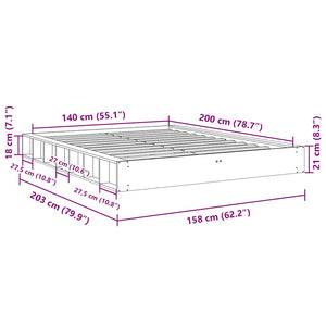 vidaXL Solid Wood Bed Frame without Mattress 140x200 cm Oak Wood