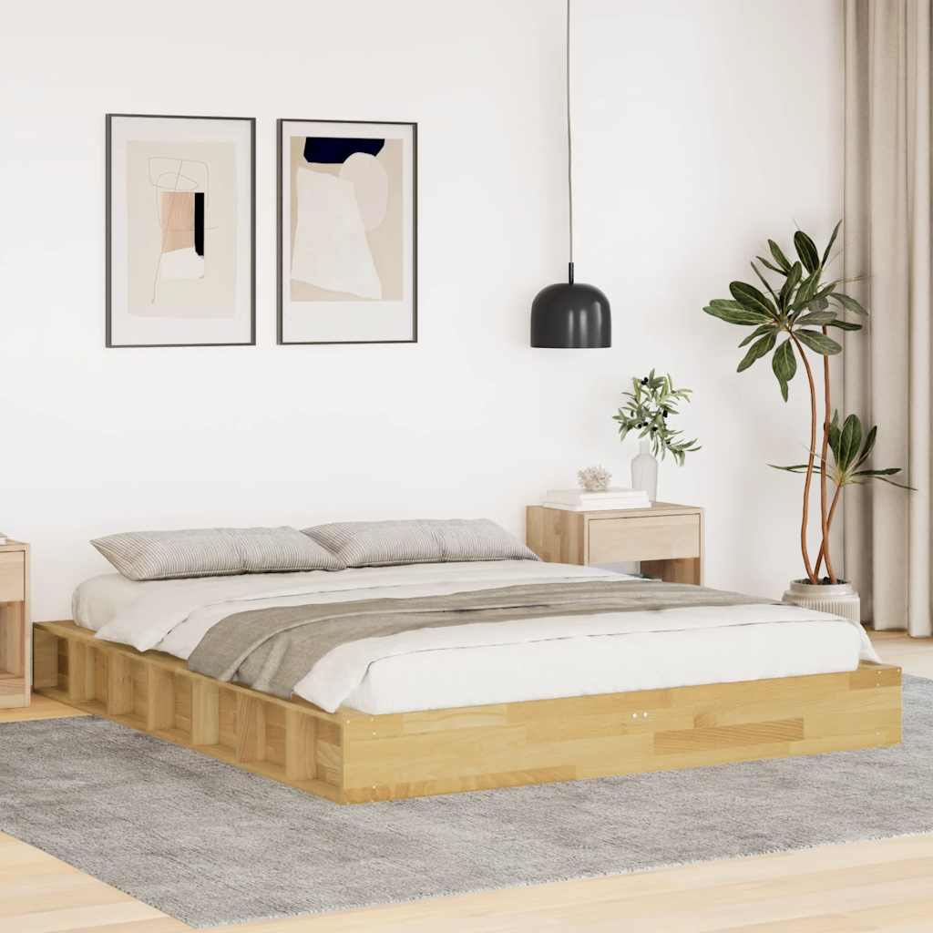 vidaXL Solid Wood Bed Frame without Mattress 140x200 cm Oak Wood