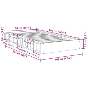 vidaXL Solid Wood Bed Frame without Mattress 90x190 cm Oak Wood