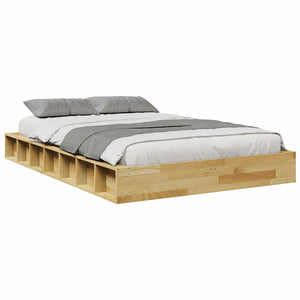 vidaXL Solid Wood Bed Frame without Mattress 120x190 cm Oak Wood