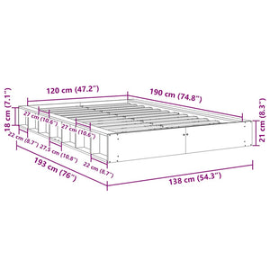 vidaXL Solid Wood Bed Frame without Mattress 120x190 cm Oak Wood