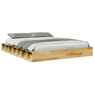 vidaXL Solid Wood Bed Frame without Mattress 140x190 cm Oak Wood
