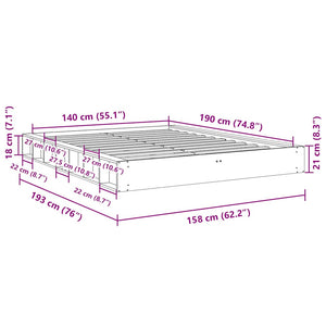 vidaXL Solid Wood Bed Frame without Mattress 140x190 cm Oak Wood