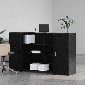 vidaXL Reception Desk Black Oak 180 x 50 x 103.5 cm Engineered Wood