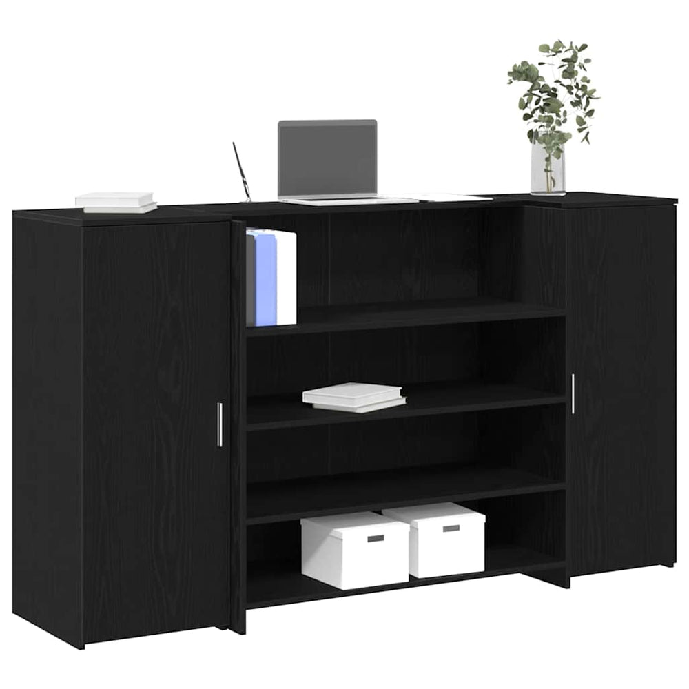 vidaXL Reception Desk Black Oak 180 x 50 x 103.5 cm Engineered Wood
