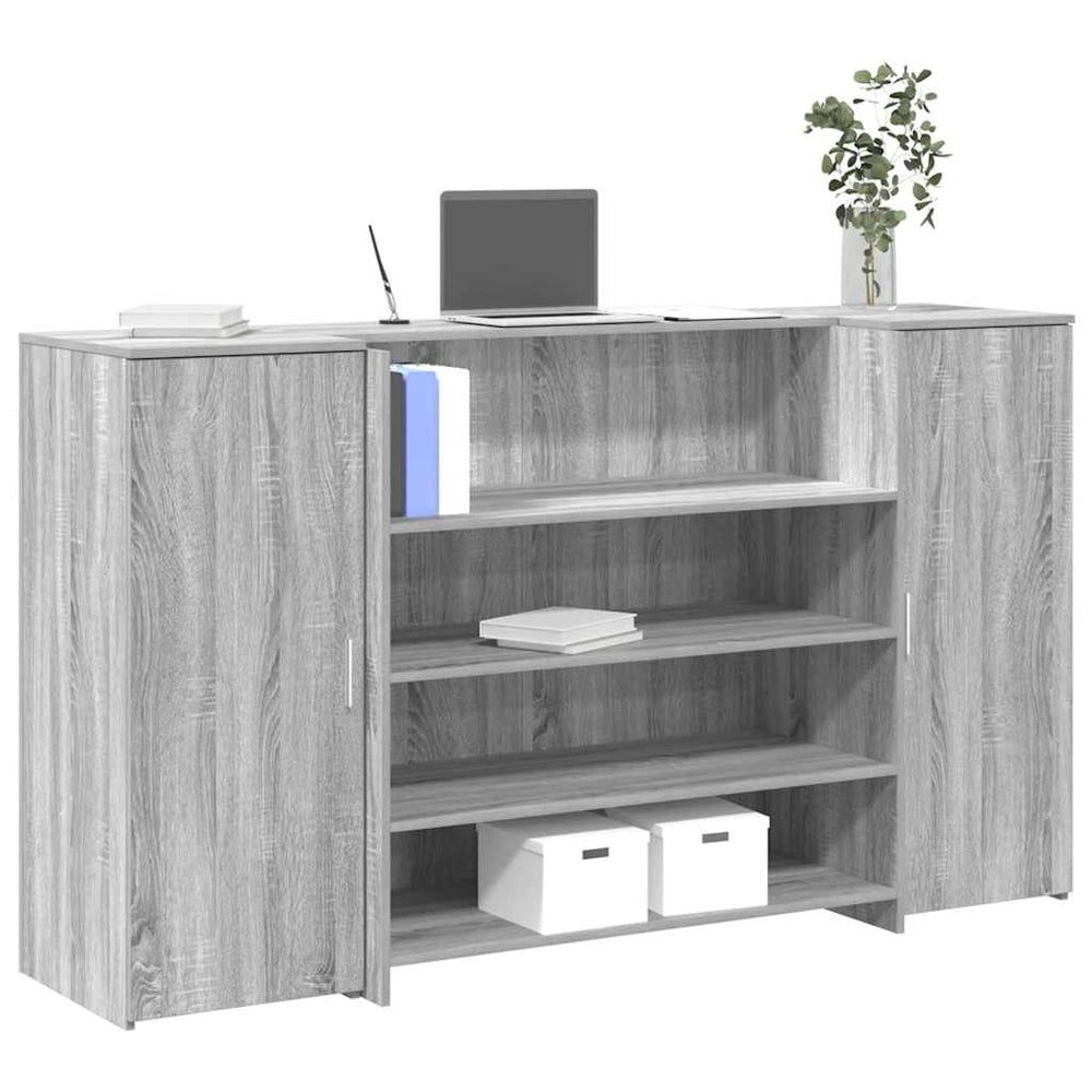 vidaXL Reception Desk Gray Sonoma 180x50x103.5 cm Engineered Wood
