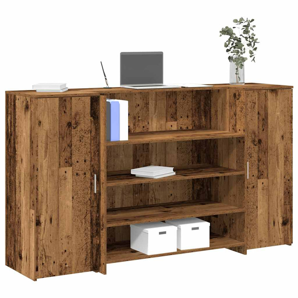 vidaXL Reception Desk Reclaimed Wood Look 180x50x103.5 cm Engineered Wood