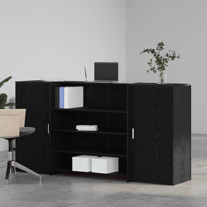 vidaXL Reception Counter Black Oak 200 x 50 x 103.5 cm Engineered Wood