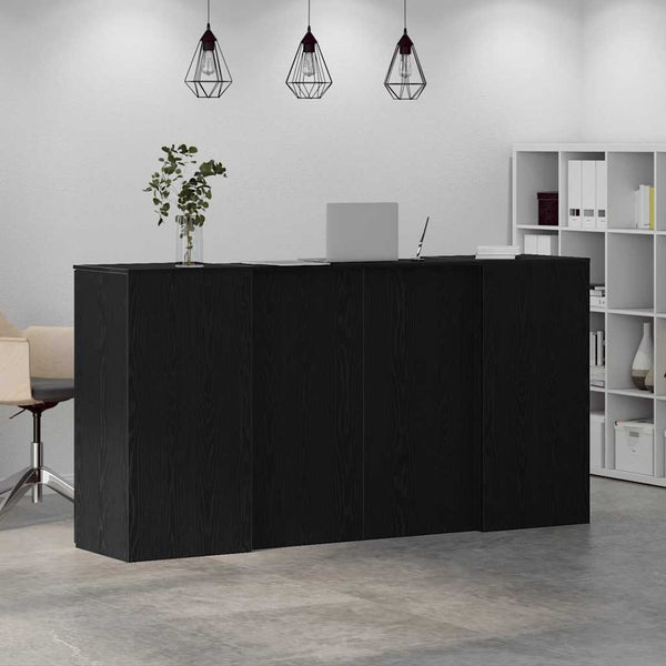vidaXL Reception Counter Black Oak 200 x 50 x 103.5 cm Engineered Wood