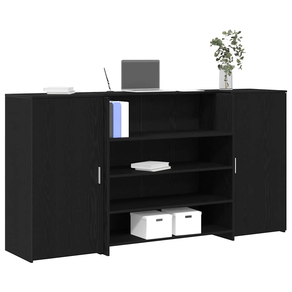 vidaXL Reception Counter Black Oak 200 x 50 x 103.5 cm Engineered Wood