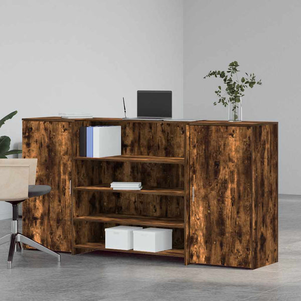 vidaXL Reception Counter Smoked Oak 200x50x103.5 cm Engineered Wood