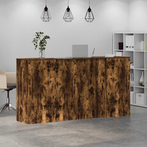 vidaXL Reception Counter Smoked Oak 200x50x103.5 cm Engineered Wood