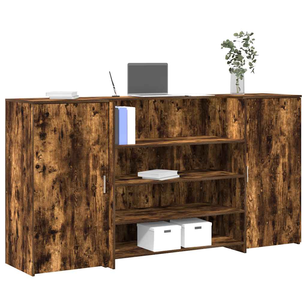 vidaXL Reception Counter Smoked Oak 200x50x103.5 cm Engineered Wood