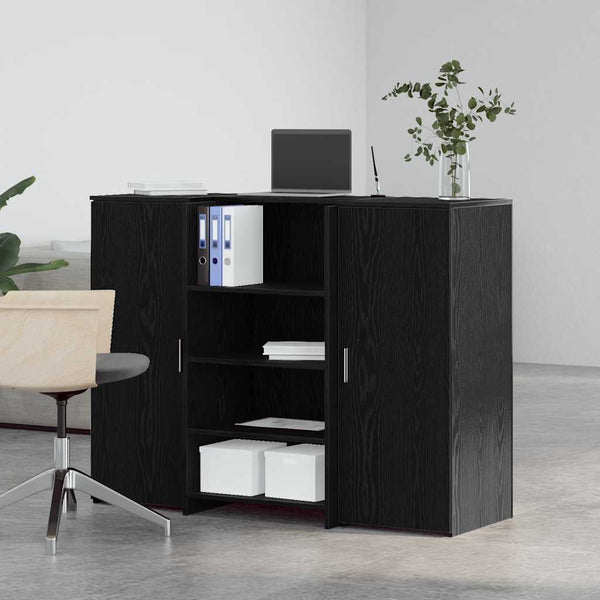 vidaXL Reception Desk Black Oak Look 135x50x103.5cm Engineered Wood