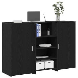 vidaXL Reception Desk Black Oak Look 155x50x103.5cm Engineered Wood