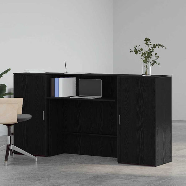 vidaXL Reception Desk Black Oak Look 200x50x103.5 cm Engineered Wood