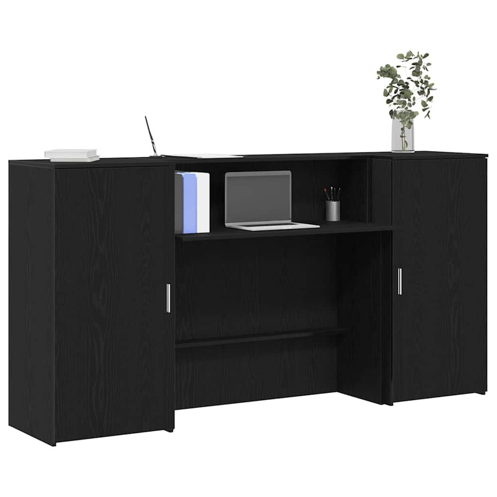 vidaXL Reception Desk Black Oak Look 200x50x103.5 cm Engineered Wood