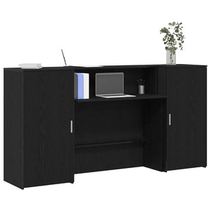 vidaXL Reception Desk Black Oak Look 200x50x103.5 cm Engineered Wood