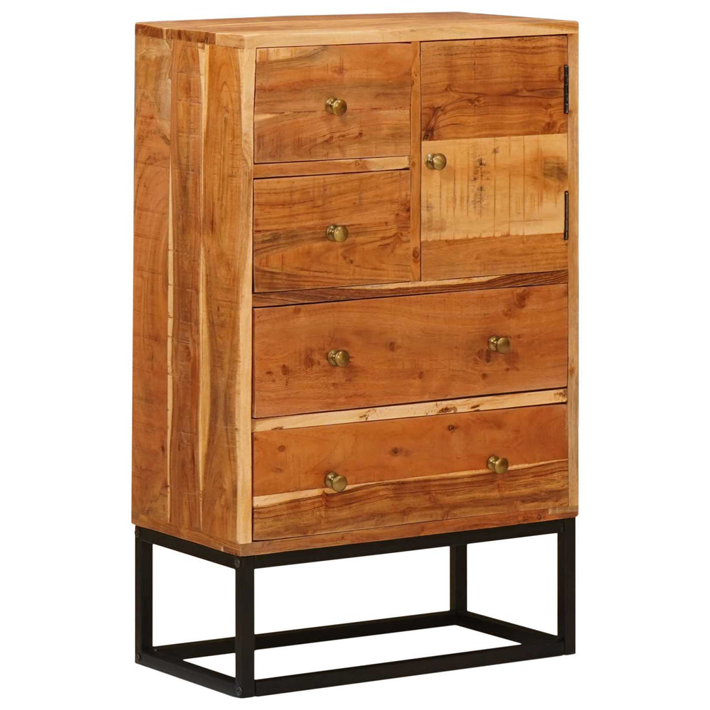 vidaXL Drawer Cabinet Natural 55 x 30 x 90 cm Solid Acacia Wood
