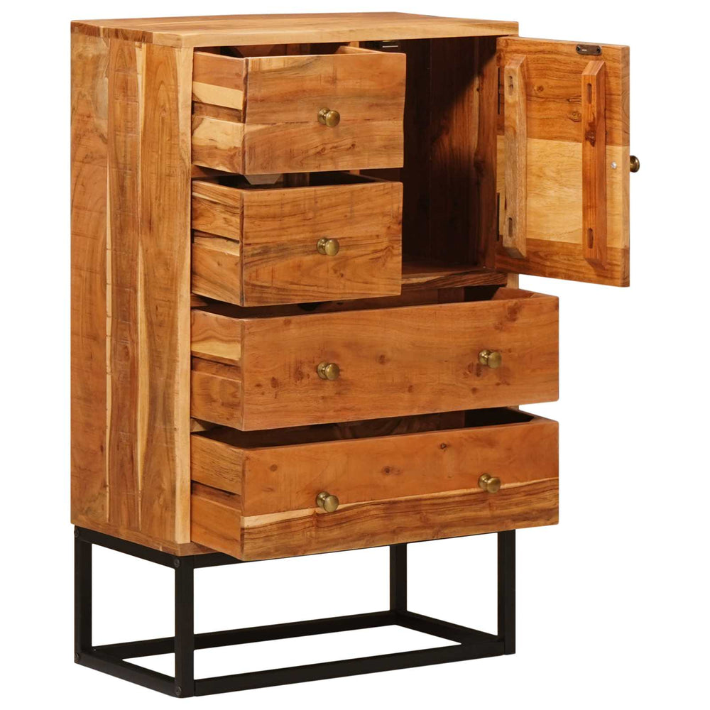 vidaXL Drawer Cabinet Natural 55 x 30 x 90 cm Solid Acacia Wood