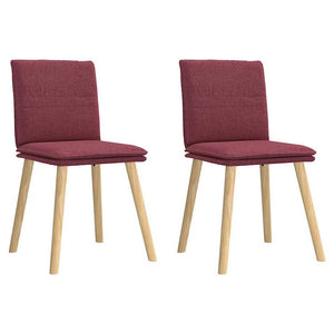 vidaXL Dining Chairs 2 pcs Wine Red Fabric