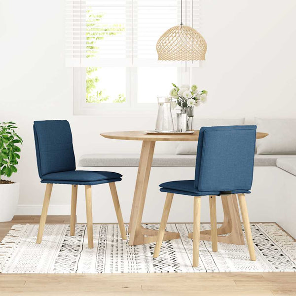 vidaXL Dining Chairs 2 pcs Blue Fabric