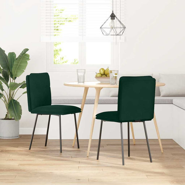 vidaXL Dining Chairs 2 pcs. Dark Green Velvet