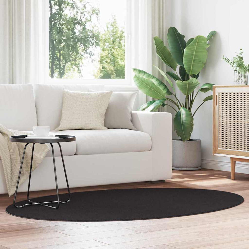 vidaXL Oval Area Rugs HUARTE Black 120 x 170 cm