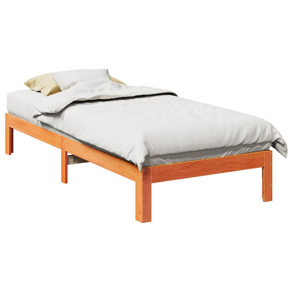 vidaXL Solid Wood Bed Frame without Mattress Waxed Brown 90x200 Pine Wood