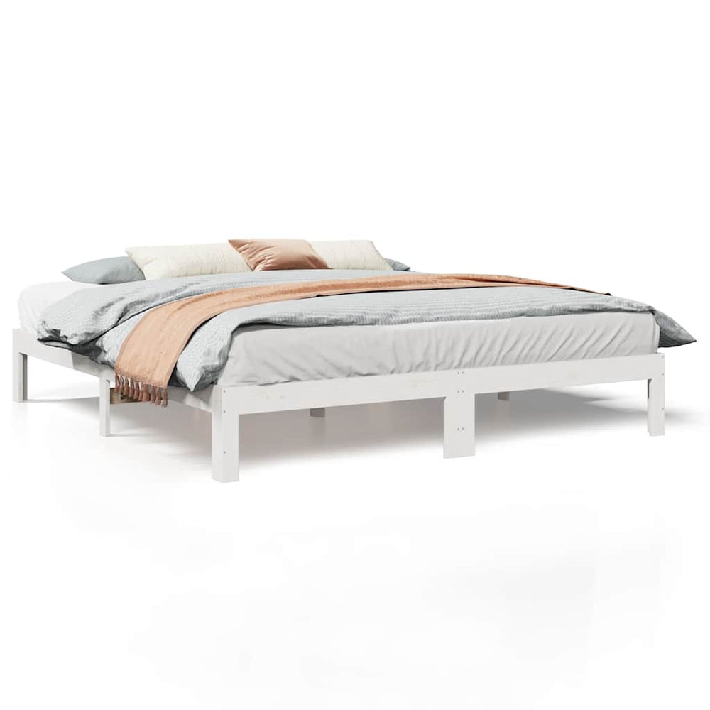 vidaXL Solid Wood Bed Frame White 180x200 cm Pine Wood (without mattress)