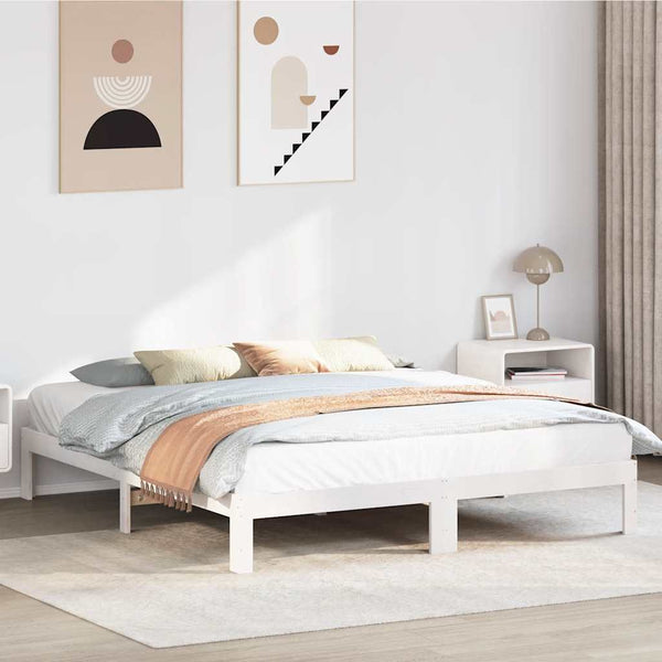vidaXL Solid Wood Bed Frame White 180x200 cm Pine Wood (without mattress)