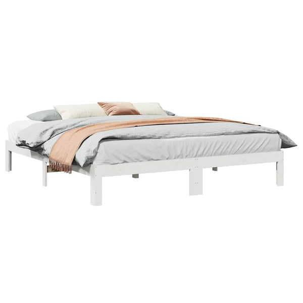 vidaXL Solid Wood Bed Frame White 180x200 cm Pine Wood (without mattress)