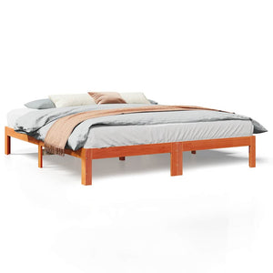 vidaXL Solid Wood Bed Frame without Mattress Waxed Brown 180x200 Pine Wood