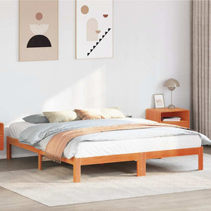 vidaXL Solid Wood Bed Frame without Mattress Waxed Brown 180x200 Pine Wood