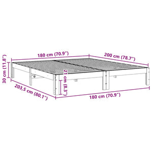 vidaXL Solid Wood Bed Frame without Mattress Waxed Brown 180x200 Pine Wood