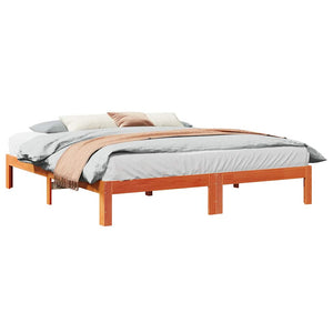 vidaXL Solid Wood Bed Frame without Mattress Waxed Brown 180x200 Pine Wood