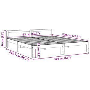 vidaXL Solid Wood Bed Frame without Mattress 160x200 cm Pine Wood