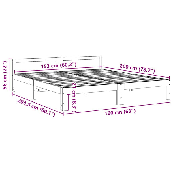 vidaXL Solid Wood Bed Frame without Mattress 160x200 cm Pine Wood
