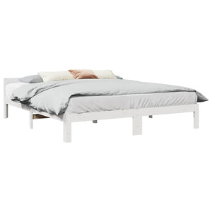 vidaXL Solid Wood Bed Frame White 160x200 Pine Wood (No Mattress)