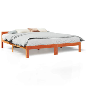 vidaXL Solid Wood Bed Frame without Mattress Waxed Brown 160x200 Pine Wood