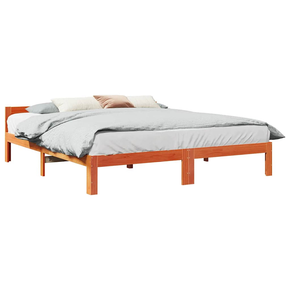 vidaXL Solid Wood Bed Frame without Mattress Waxed Brown 160x200 Pine Wood