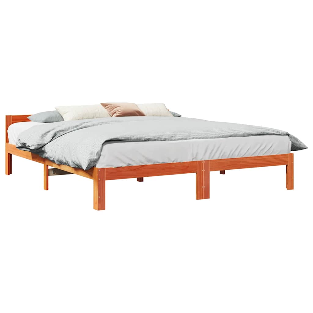 vidaXL Solid Wood Bed Frame without Mattress Waxed Brown 160x200 Pine Wood