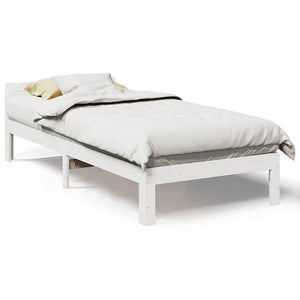 vidaXL Solid Wood Bed Frame without Mattress White 90x200 cm Pine Wood