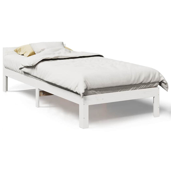 vidaXL Solid Wood Bed Frame without Mattress White 90x200 cm Pine Wood