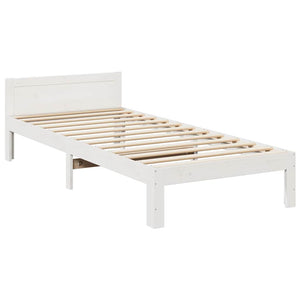 vidaXL Solid Wood Bed Frame without Mattress White 90x200 cm Pine Wood