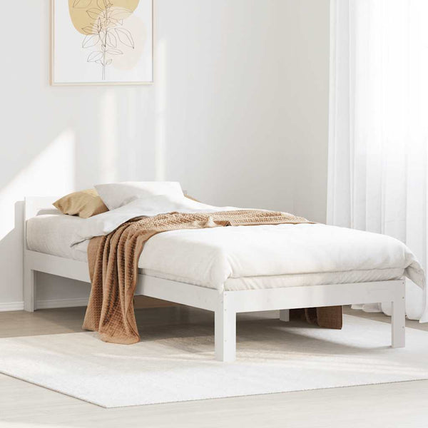 vidaXL Solid Wood Bed Frame without Mattress White 90x200 cm Pine Wood