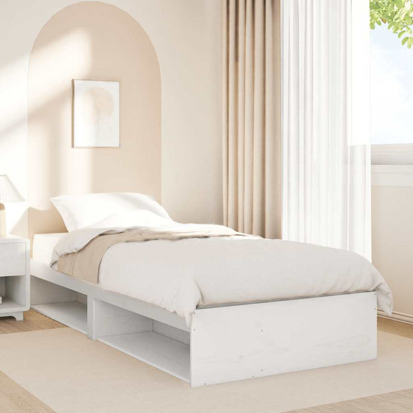 vidaXL Day Bed Frame White 90x200 cm Solid Pine Wood (Mattress Not Included)
