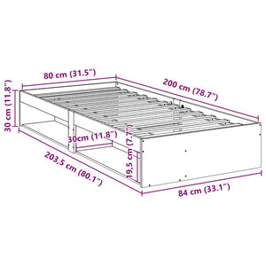 vidaXL Day Bed without Mattress 80x200 cm Solid Pine Wood